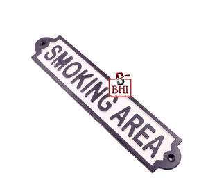 Plaque de porte en fonte pour zone fumeurs Décoration de plaque de porte rétro décorative en métal pour la décoration de la maison des toilettes (245x50mm) - Product Image 2