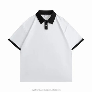 Brand New Breathable 100% Cotton <b>Golf</b> <b>Clothing</b> 180 Grams Loose for Shirt Drop Shoulder Print Color Contrast Lapel Short Sleeved - Product Image 3