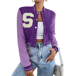 Nouvelles vestes d'université recadrées de meilleure qualité pour femmes et logo personnalisé Qualité supérieure pour le meilleur matériel Varisty Jacket - Product Image 1