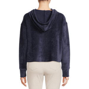 Sudaderas con capucha recortadas de manga larga de terciopelo para mujer, moda de invierno, ropa de calle de longitud corta, sudaderas con capucha cortas para mujer - Product Image 3