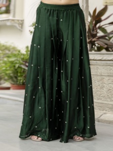 Trendmalls ชุด G311-DarkGreen ผ้าซาตินปักลายสำหรับผู้หญิง - Product Image 2