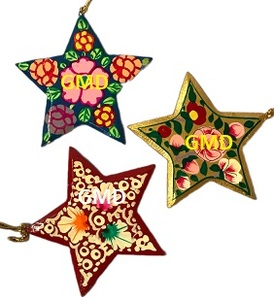 "Artesanal Cachemira Papel Mache Navidad Estrellas Adorno Decoraciones" - Product Image 3
