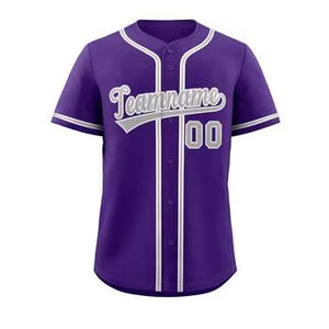 Professional Custom Logo Printed Baseball Jersey Two-Button Short Sleeve <b>V</b>-<b>neck</b> Shirt for <b>Men</b> Women Teams Clubs Wholesalers - Product Image 2