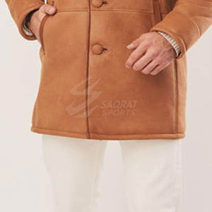 Último estilo al por mayor a prueba de viento hombres Shearling cuero abrigo largo superventas impermeable hombres cuero abrigo largo para venta en línea - Product Image 6
