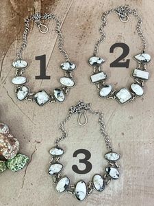 ทำด้วยมือเงินสเตอร์ลิงสีขาวควายเทอร์ควอยซ์สร้อยคออัญมณีธรรมชาติตัวหนา - Product Image 5