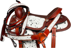 Arbre de selle en cuir Western Horse Saddle Tack OEM Style personnalisé Couleur Fibre de daim Origine Type de tambour Taille Selles de cheval - Product Image 3
