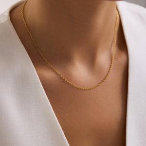 Collar de Cadena Minimalista con Circonitas, Delicado, en Capas, con Diseño de Cable Trenzado, Serpiente y Satélite, de Plata de Ley 925 y Chapado en Oro de 14K - Product Image 1