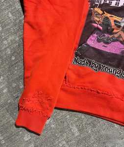 เสื้อมีฮู้ดพิมพ์ลายสกรีนผ้าฝ้ายแบบกำหนดเองสีจางเสื้อมีซิปสำหรับสตรีทแวร์ - Product Image 3