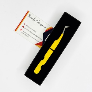 Professional Yellow Fiber Tip Eyelash Extension Tweezers Set Stainless Steel Sustainable with <b>Silver</b> Tip Durable High Quality - Product Image 6