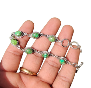 Trending 925 <b>Sterling</b> <b>Silver</b> Turquoise Gemstone <b>Bracelet</b> Jewelry Handmade <b>Silver</b> Boho Style <b>Bracelet</b> Jewelry For <b>Women</b> Gift - Product Image 1