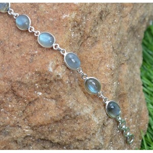Labradorite Gemstone Tennis Bracelet-925 Sterling <b>Silver</b> Gold Plated - Product Image 2
