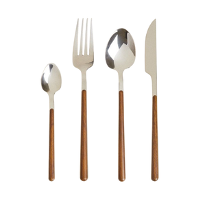 Ensemble de couverts en bois vintage, couteau, fourchette, cuillère, acier inoxydable de haute qualité, manche en teck, ensemble de couverts de table élégant et moderne - Product Image 6
