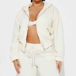 Prix abordable Survêtement pour femmes Coupe régulière Style zippé Coton polaire Survêtement décontracté d'hiver - Product Image 4
