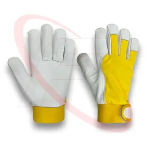 Best Quality Leather Working Gloves in Goatskin Leather Gloves with Three Finger Tips for Hand Protection