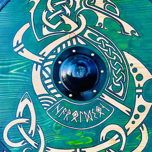 Couteaux industriels DIY personnalisables, fabrication artisanale, style bouclier viking, couleurs de luxe, acier à haute teneur en carbone 1095, applications bois et cuir, OEM - Product Image 5