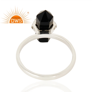 New Arrival Sterling Silver Natural <b>Cz</b> and Black Onyx Gemstone Stackable <b>Ring</b> Custom Jewelry Manufacturer - Product Image 5