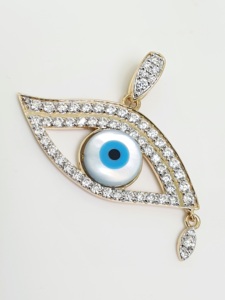 Collar con colgante de globo ocular azul cielo, abalorio personalizable, Diamante de oro amarillo, estilo hip-hop, certificado IGI para mujer, curioso e interesante - Product Image 2