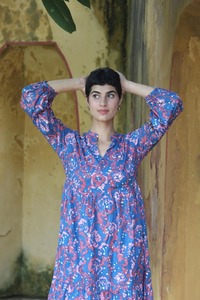 2025 estampado Digital Floral 100% algodón tejido Abaya mujeres cintura Natural ecológico hasta el suelo vestidos casuales - Product Image 4