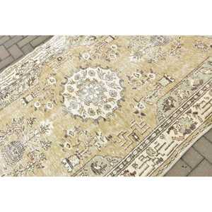 Vintage Rug, 4.9x8.1 ft Turkish Rug, <b>Brown</b> Floral <b>Wool</b> Rug - Product Image 5