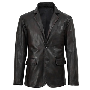 Blazer en cuir de vachette noir vieilli OEM 2026, très demandé, pour homme, haute qualité, faible MOQ, grande taille, veste d'hiver tendance - Product Image 1