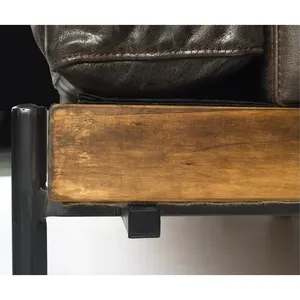 Sofá de cuero vintage Chesterfield para sala de estar 2 asientos asiento de cuero Chesterfield sofá de cuero genuino craquelado para la venta - Product Image 2