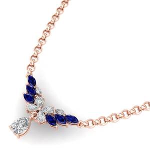 REYES Colgantes de piedras preciosas de zafiro azul de 2,75 quilates con corte de pera de alta calidad en collares de moissanita de Plata de Ley 925 para mujer - Product Image 6