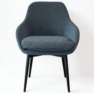 Chaise de salle à manger LOTUS de style européen moderne, dossier incurvé, coussin moelleux, pieds en métal noir, mobilier de salle à manger - Product Image 2