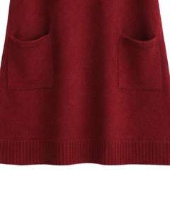 Customized Wine Red <b>Womens</b> Knitted Sleeveless Sweater Vest V Neck With Front Pockets Casual Winter Layering OEM Factory - Product Image 4