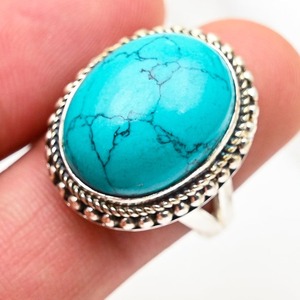 Boho Style 925 Sterling Silver Rhodium Plated <b>Turquoise</b> Gemstone <b>Ring</b> Handmade for Women Party Wedding Gift - Product Image 3