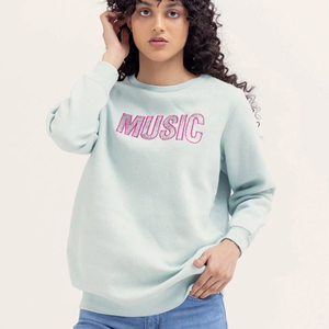 Las mejores tendencias, bordado de alta calidad, logotipo personalizado, sudaderas de cuello redondo en blanco, sudaderas informales transpirables de algodón de gran tamaño para mujer - Product Image 2