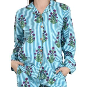 Pure Cotton Ensemble Pyjama Printed Panama Block Spring Nightwear Salon Clothing Nightdress Hand Block Printed Vtements De Nuit - Product Image 2