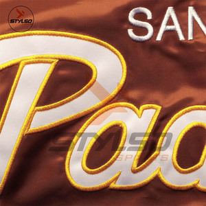 เสื้อแจ็กเก็ตซาตินทีมเบสบอลทีมตัวแทนทำจากผ้าซาตินงานตามสั่ง - Product Image 6