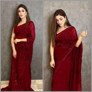 Sari inspiré de Bollywood avec travail de séquence pour un look de réception ou de cocktail, élégant et tendance, produit le plus vendu, exclusif - Product Image 6