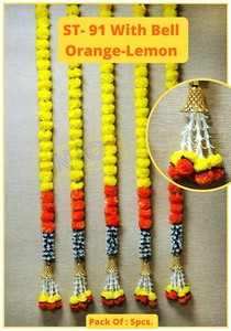 Flores de caléndula artificiales para decoración de Bodas/festivales | 5 pies | Mezcla de colores con campanas Paquete de 10 - Product Image 5