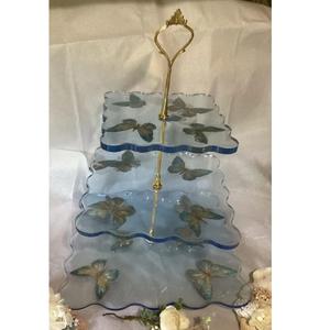 แท่นวางเค้กของหวาน3ชั้นทำจากเรซินอีพ็อกซี่สีเทารูปทรงสี่เหลี่ยมเปิดขอบ - Product Image 1