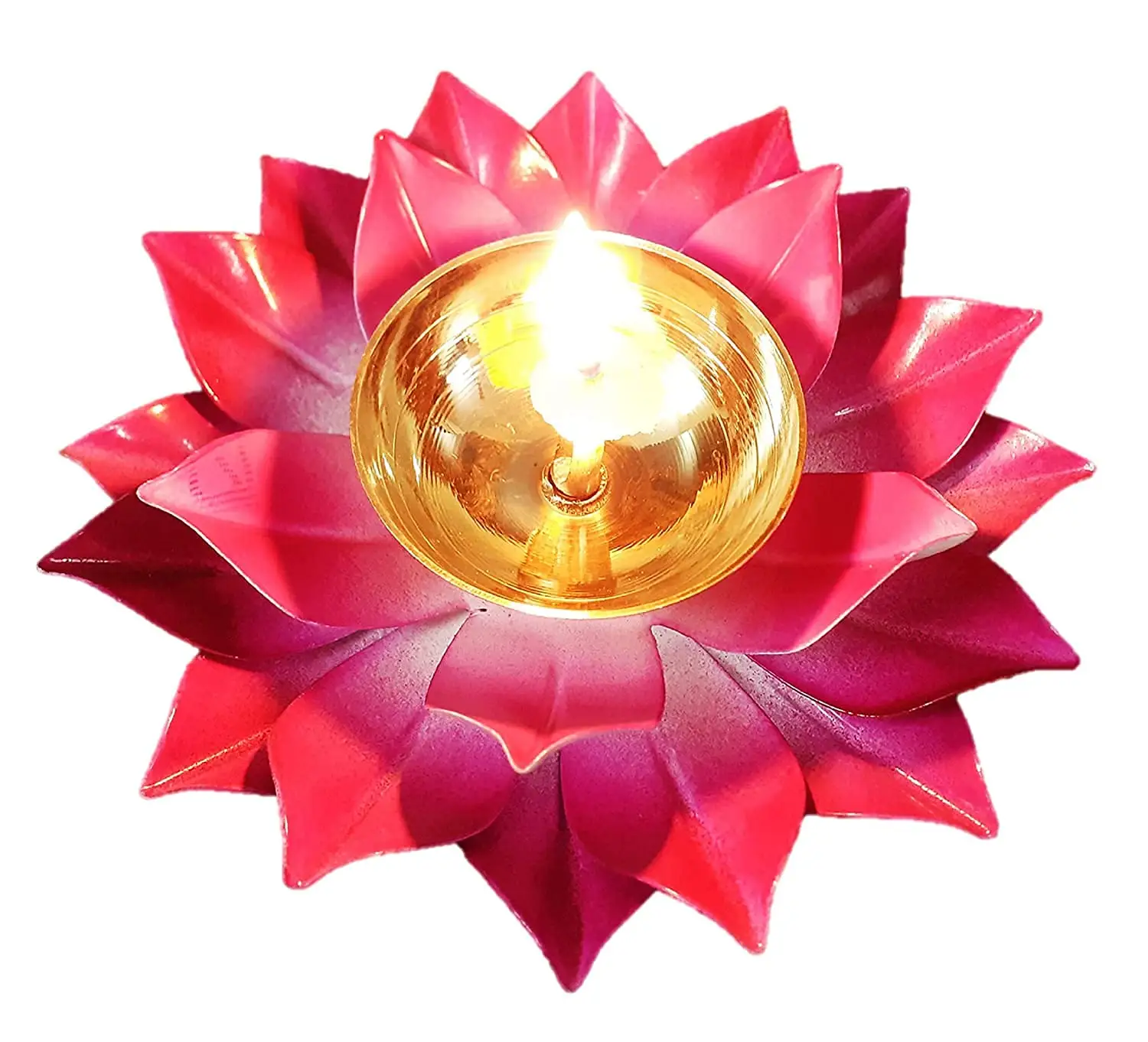 Bestseller Pure Copper Lotus Design Diya / Deepak Mit Schwarzer Samt Geschenk box, Farbe-Gold, Silber & Braun