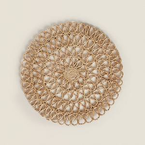 Set de table en jonc de mer, plaque de chargement en forme de fleur de bohème, napperon en jacinthe d'eau tissé naturel, adapté à la décoration de la maison et du mariage - Product Image 3