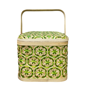 PANIERS DE RANGEMENT UNIQUES EN BAMBOU avec panier de rangement pour fruits à motif floral avec solution de rangement colorée, polyvalente et durable - Product Image 1