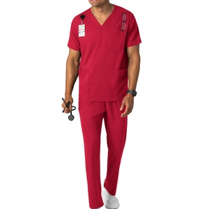 V Neck Solid Color Medical Uniform Set For Men Pet Hospital Nurse <b>Scrubs</b> Surgical Short Sleeve Dental <b>Scrub</b> <b>Top</b> For Sale - Product Image 1