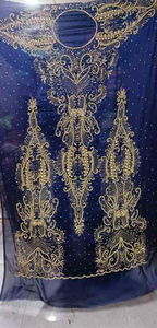 Elegante Tela Somalí Dirac Hecha A Mano con Cuentas Zari Trabajo y Bordado Ideal para Ropa de Fiesta Ofrecida a Precios de Exportación - Product Image 4