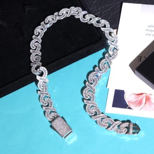 Cadena Cubana con Incrustaciones de Diamantes Moissanite Incoloros con Corte Baguette en Plata 925, Joyería Hip Hop para Fiesta a Bajo Precio - Product Image 6