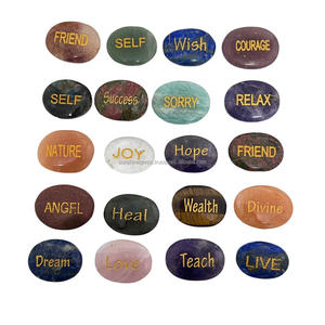 Wholesale Engraved Oval Polished Healing Stones in Assorted Colors With Inspirational Lettering - Ideal for <b>Crystals</b> Gifts - Product Image 2