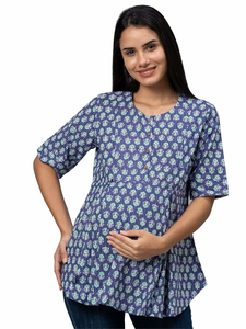 Breathable 100% Cotton Summer Maternity <b>T</b>-<b>Shirts</b> with Custom Logo Button & Appliques Loose Fit <b>Sleeveless</b> Casual Design - Product Image 6