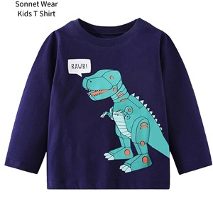 T-shirts à manches longues pour enfants en coton à col rond - Product Image 3