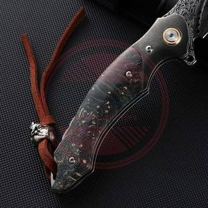 Couteau à lames pliantes de poche avec logo personnalisé Couteau pliant damas à vendre avec manche en bois et acier damas - Product Image 5