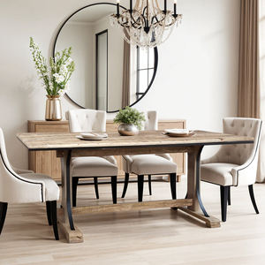 Mesa de Comedor de Madera de Mango Macizo de Asia, Forma Rectangular, Estilo Vintage, Patas de Madera, Diseño Moderno, para Hogar, Oficina y Cocina - Product Image 1