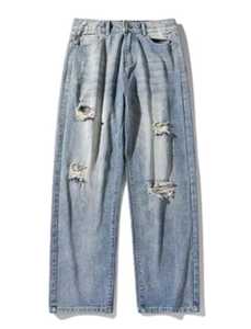 Premium Damaged <b>Jeans</b> for <b>Men</b> Durable Regular Fit Stylish <b>Ripped</b> Denim Pants Hip Hop Streetwear Casual Daily Fashion Looks - Product Image 6
