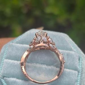 แหวนหมั้นเพชรโมอิสเพชรโมอิส925วินเทจสำหรับผู้หญิงแหวนแต่งงานประดับเพชรโมอิสซาไนต์ประดับเพชรอัญมณีสีเงินลายดอกไม้ - Product Image 3