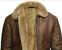 Blouson aviateur en cuir de mouton pour homme avec col montant et logo frontal, design personnalisable, vente en gros
