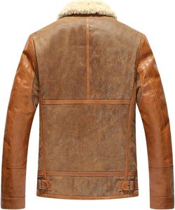 Blouson aviateur en cuir pour hommes chaud Piolt hiver vestes en peau de mouton manteau aviateur 100% cuir véritable - Product Image 2
